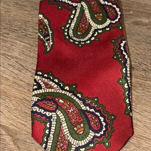 Robert Talbott Red Paisley Silk Tie with Green & Navy Accents vintage
